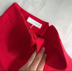 Zara Red High-Waisted Trousers XS