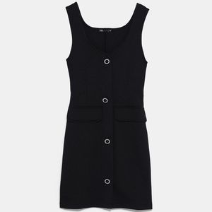 ZARA Chic Black Button-Front  Dress