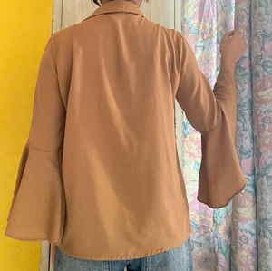 Brown Bell Sleeve Top