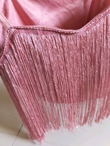 Pink Fringed Spaghetti Strap Top
