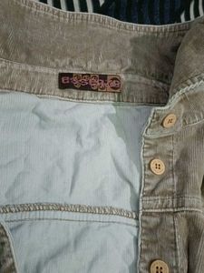 Classic Beige Fitted Corduroy Shirt for Women