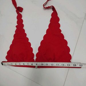 Red Scalloped Bikini Top
