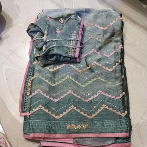 Elegant Teal Saree with blouse