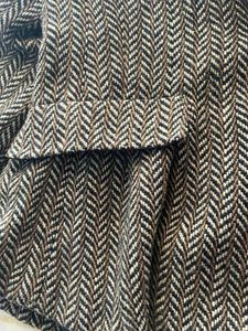 Chevron Pattern Jacket with Faux Fur Collar