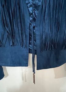 Stylish Blue Fringed Jacket