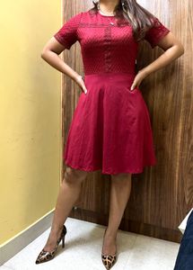 🚨 PRICE DROP 🚨Elegant Red Fit and Flare Dress