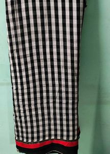Elegant Black &amp; White Checkered Saree