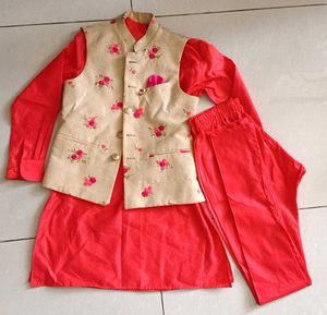 Elegant Floral Embroidered Nehru Jacket Set