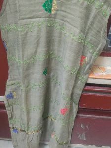 Embroidered Grey Ethnic kurta