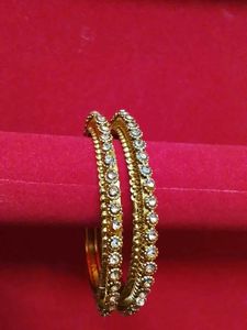 Set of Golden Bangles with Stones