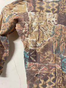 Vintage Abstract Print Long Sleeve Top