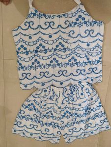 3 Chic Embroidered Top and Shorts Set