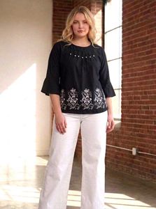 Stylish Black Embroidered Tunic Top