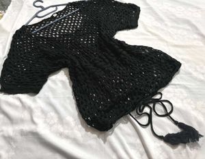 🎉Buy1 Get1 Free🎉Boho  Black Crochet Top P