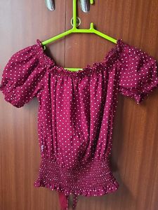 Chic Polka Dot Off-Shoulder Top