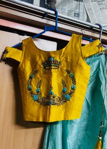 Yellow Embroidered Cold Shoulder Blouse