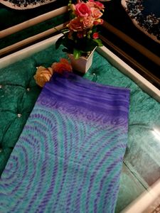 🌈Beautiful BluePurple Printed Saree With Blouse🌈