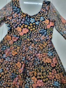 Floral Print Sheer Sleeve Mini Dress