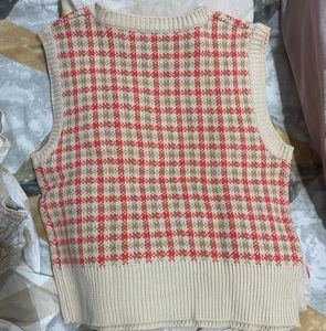 Plaid Knit Sweater Vest