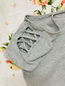 Combo Grey Off Shoulder+ Denim Shorts