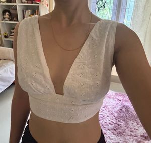 Chic White Eyelet Crop Top