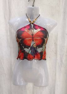 16138. Sheer Butterfly Halter Top