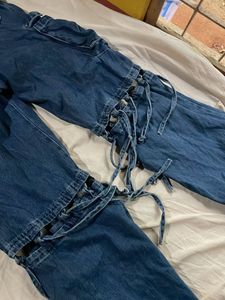 Unique Blue Denim Cargo Pants