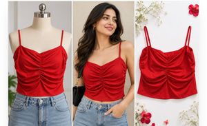 Red Ruched Cami Top