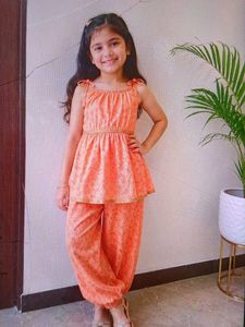Cute Orange Ethnic Set for Girls