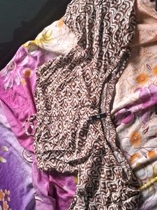 Brown Geometric Print Smocked Top