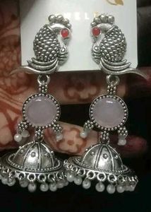 Boho Silver Jhumka Earrings