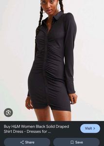 I. H&M Black Ruched Shirt Dress