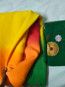 Beautiful Ombre Saree with Embroidered Border
