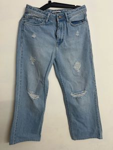 Light Wash Distressed Denim Jeans