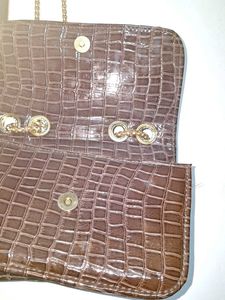 Brown croc print sling bag trendy