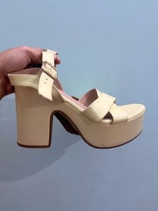 Cream Platform Block Heels