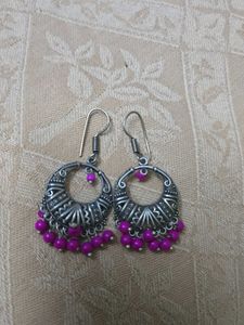 Oxidized Silver Jhumka Earrings