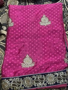 Beautiful Pink Saree with Embellishments
