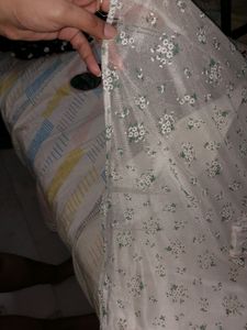 White Floral Net Dress