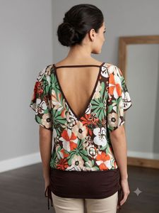 Floral Print Dolman Sleeve Top