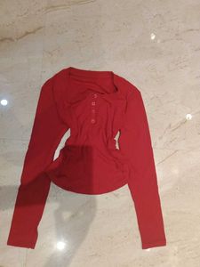 Burgundy Long Sleeve Button-Down Top