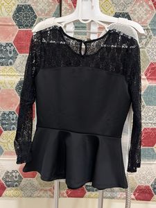 Elegant Black Lace Peplum Top size M