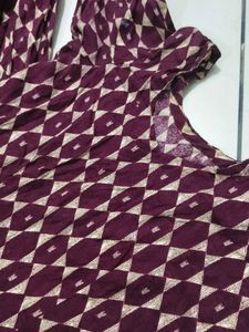 Stylish Maroon Geometric Print Kurta Set