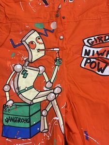 Orange Graphic Button-Down Shirt