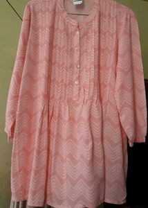 Chic Pink Chevron Print Kurta Tunic