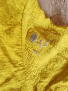 Yellow Button-Up Shirt with Patches