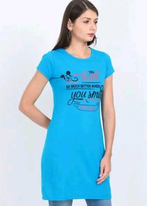 Cute Blue Graphic T-Shirt Top