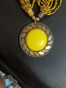 Boho Yellow Beaded Statement Necklace