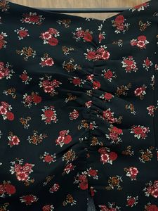 Zara Floral Print Midi Skirt with Slit