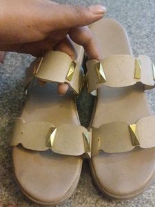 Studded Tan Flat Sandals